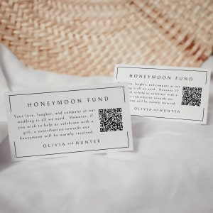 Honeymoon Fund Card Insert, Honeymoon Fund Card With QR code, Wedding Registry Insert Card, Wishing Well Template, Instant Download- SS005