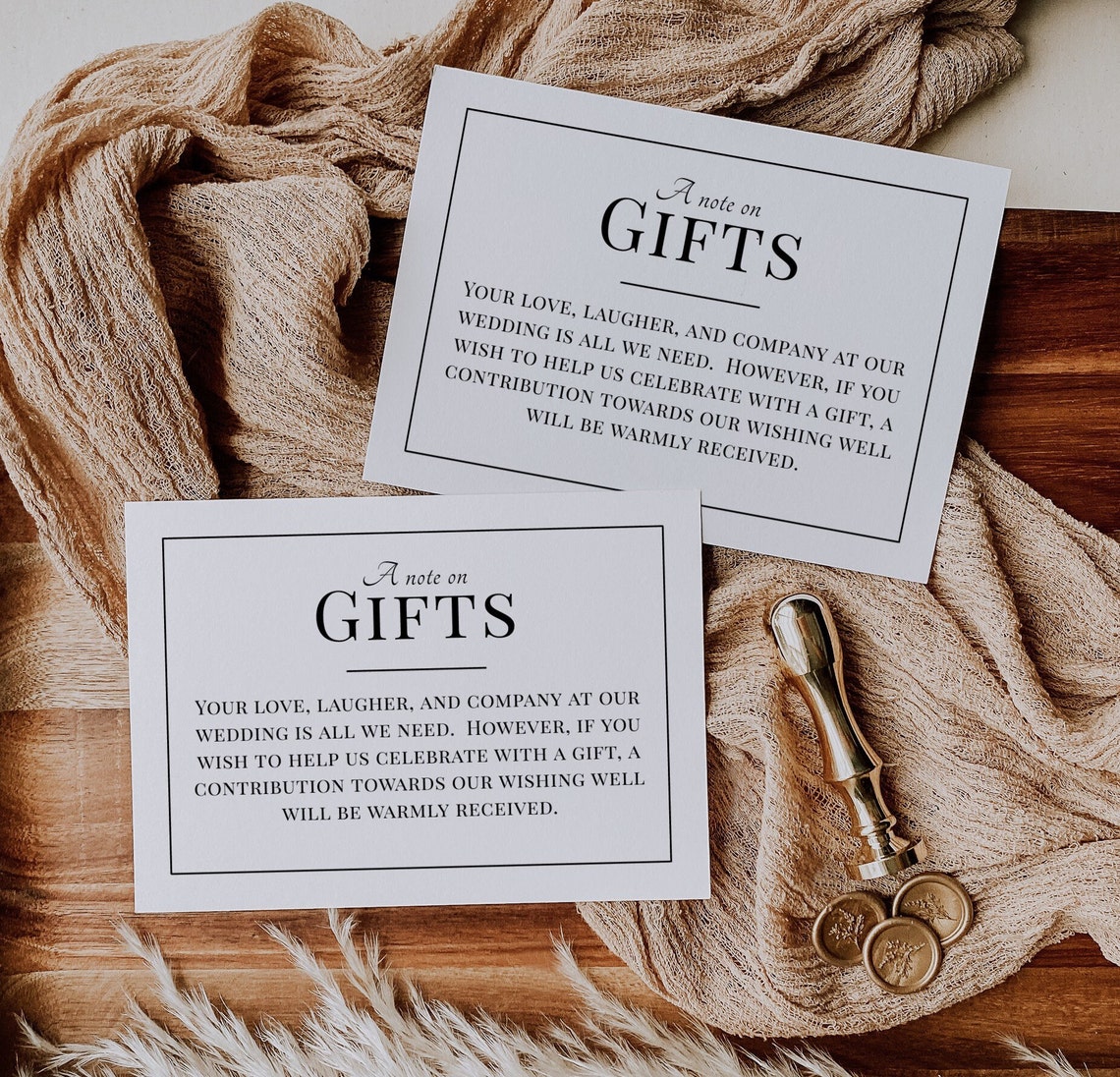 A Note on Gifts Wedding Invitation Enclosure Card Template, Honeymoon ...