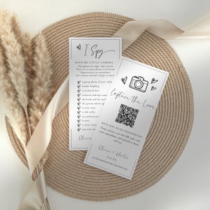 Capture The Love QR code Wedding Card, Guest Photo Sharing, Photo Hunt Game Template, Reception Game, DIY Editable Instant Download- SS005