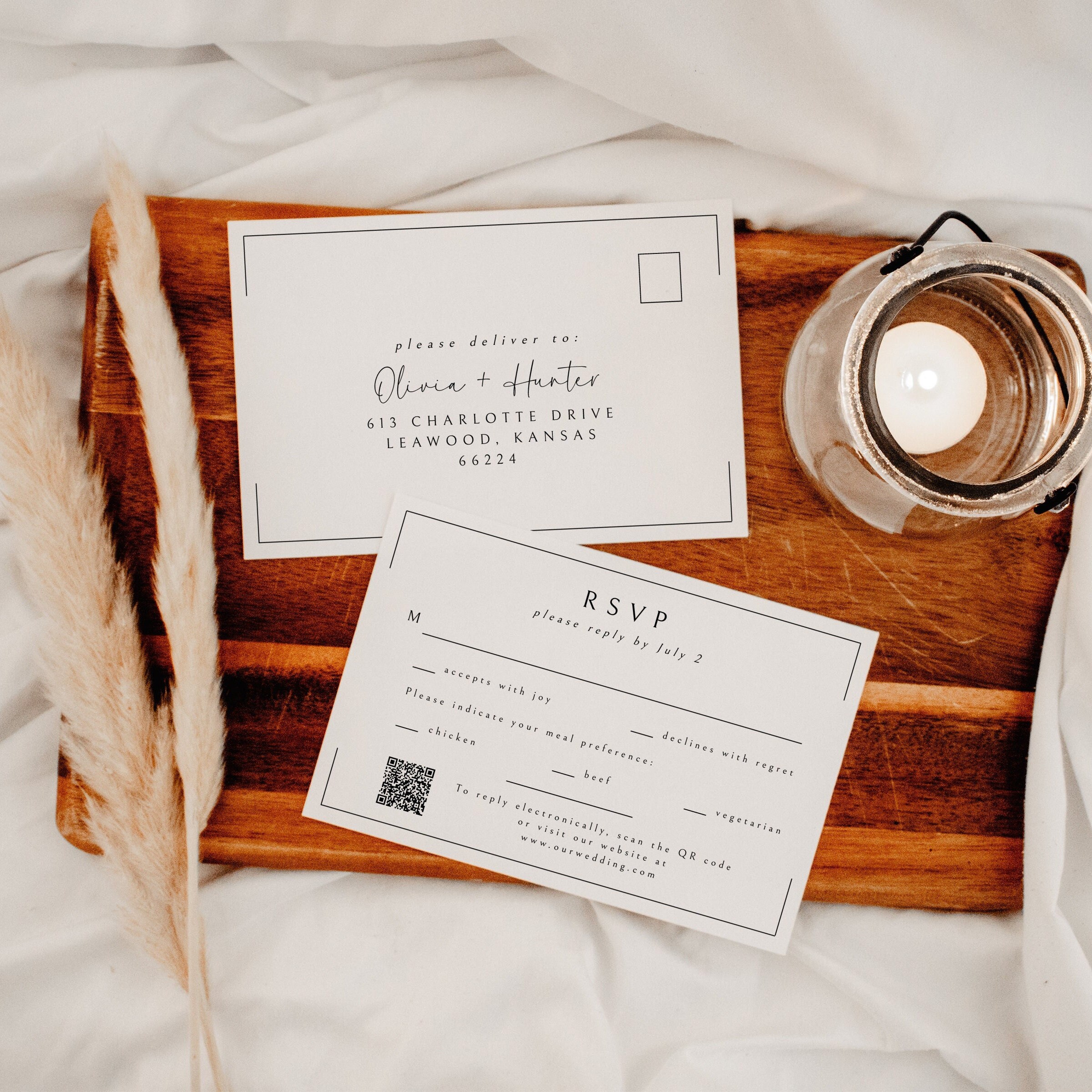 Wedding QR Code RSVP Postcard, Reply Card With Meal Choices, RSVP Card  Template With Website, Response Card, Editable Instant Download SS005 - Etsy