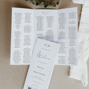Trifold Wedding Program Seating Chart Template, Alphabetical Seating, Infographic Timeline, Share The Love, Editable Instant Download- SS003