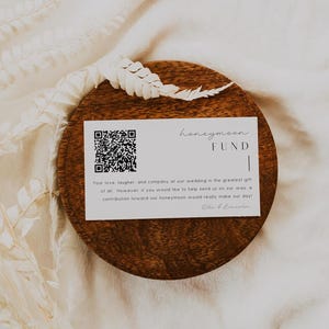 Honeymoon Fund Card Insert Template, Honeymoon Fund QR code, Cash Gift Card, Custom Wedding Enclosure Card, Editable Instant Download- SS021