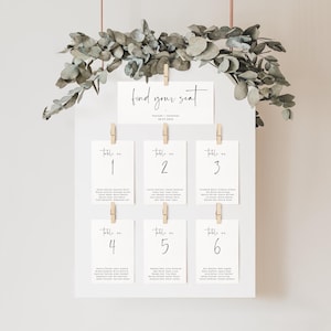 Wedding Seating Chart Template, Modern Minimalist Wedding Mirror, Seating Chart Cards, Reception Seat Plan, Editable Instant Download- SS022