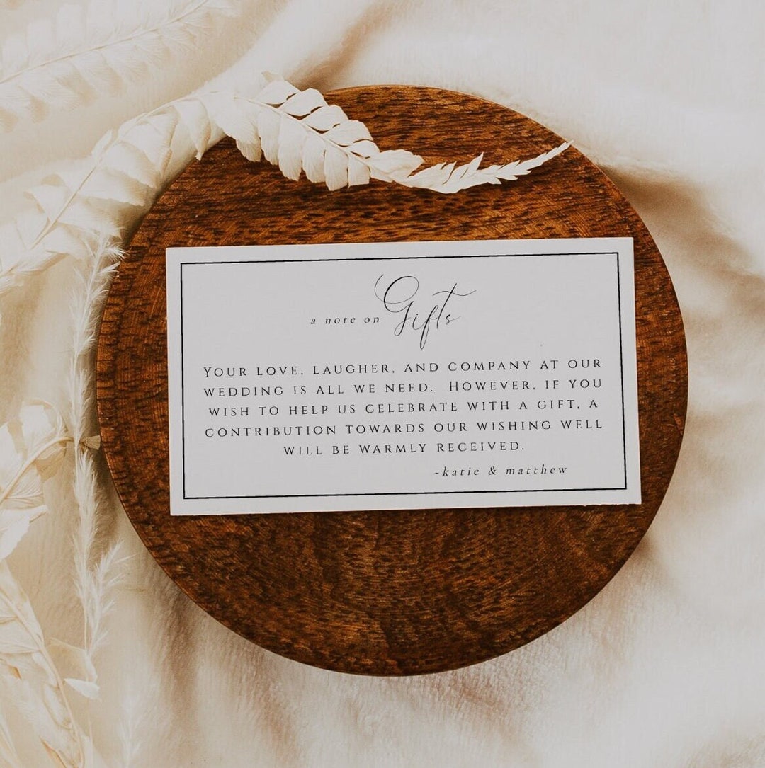 A Note on Gifts Card Template, Honeymoon Fund Card, Wishing Well ...