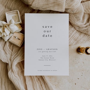 Elegant Save the Date Template, Timeless Save Our Date, Modern Minimalist Wedding, Simple Engagement Card, Editable Instant Download- SS004