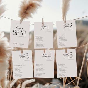 Wedding Seating Chart Template Modern Minimalist Wedding Mirror, Table Seating Chart Cards, 5x7 4x6, DIY Editable Instant Download- SS020