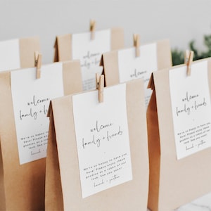 Welcome Bag Tags Modern, Wedding Hotel Welcome Bag Tag, Destination Wedding Welcome Bag, Minimalist Editable Template Instant Download SS022
