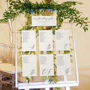 Alphabetical Seating Chart Wedding Mirror Cards Template, Minimalist Reception Seating Board, Seat Plan A-Z, Editable Instant Download SS002