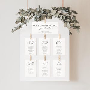Alphabetical Seating Chart 5x7, Our Favorite People, Wedding Seating Chart Mirror Modern Minimalist, DIY Template Instant Download SS020