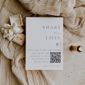 QR code Photo Album, Share The Love Card Template, Capture The Love, Guest Photo Sharing, Modern Minimalist, Editable Instant Download SS021