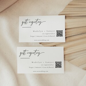 QR code Card For Registry, Wedding Registry Insert Card, Bridal Shower Enclosure Card, Modern Minimalist, Editable Instant Download- SS014