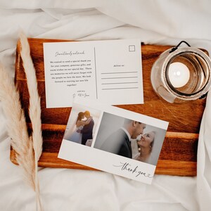 After Wedding Thank You Cards, Wedding Thank You Note With Photo Double-Sided, Modern Thank You Postcard, Editable Instant Download- SS012