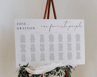 Our Favorite People Wedding Seating Chart, Wedding Seating Plan, Modern Calligraphy, Printable Template, Editable Instant Download- SS004