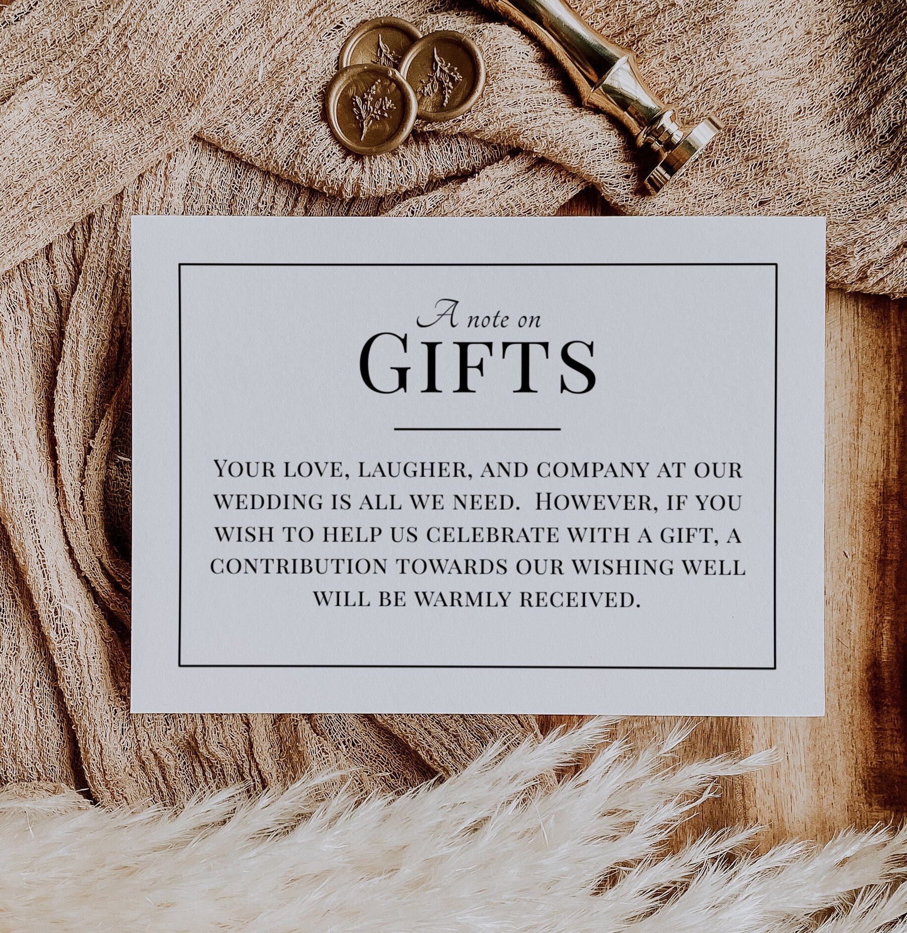 A Note On Gifts Wedding Invitation Enclosure Card Template Honeymoon 