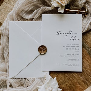 Minimalist DIY The Night Before Rehearsal Dinner Invitation Template, Elegant Night Before Rehearsal Dinner, Editable Instant Download SS002