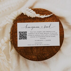 Honeymoon Fund Card Insert, Honeymoon Fund Card With QR code, Wishing Well Template, Wedding invite Insert, Editable Instant Download- SS012