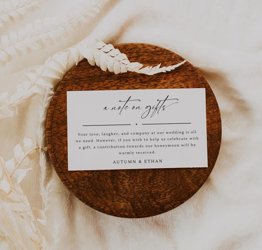 A Note on Gifts Card Template, Wedding Registry, Custom Invitation ...