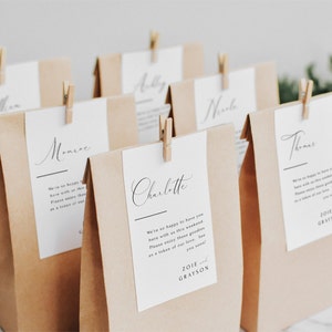 Welcome Bag Name Tag, Destination Wedding Welcome Bag Tag, Welcome Bag Tags Modern, Hotel Guest Gift Bag Template, Instant Download- SS004