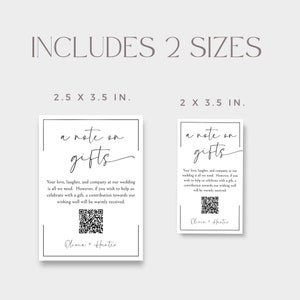 Wedding Note on Gifts, QR Code Gift Registry, Custom Invitation ...