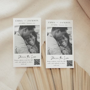 Capture The Love QR code Wedding Card, Guest Photo Sharing, Instant Camera Style QR code Photo Album, Editable Template Download- SS010