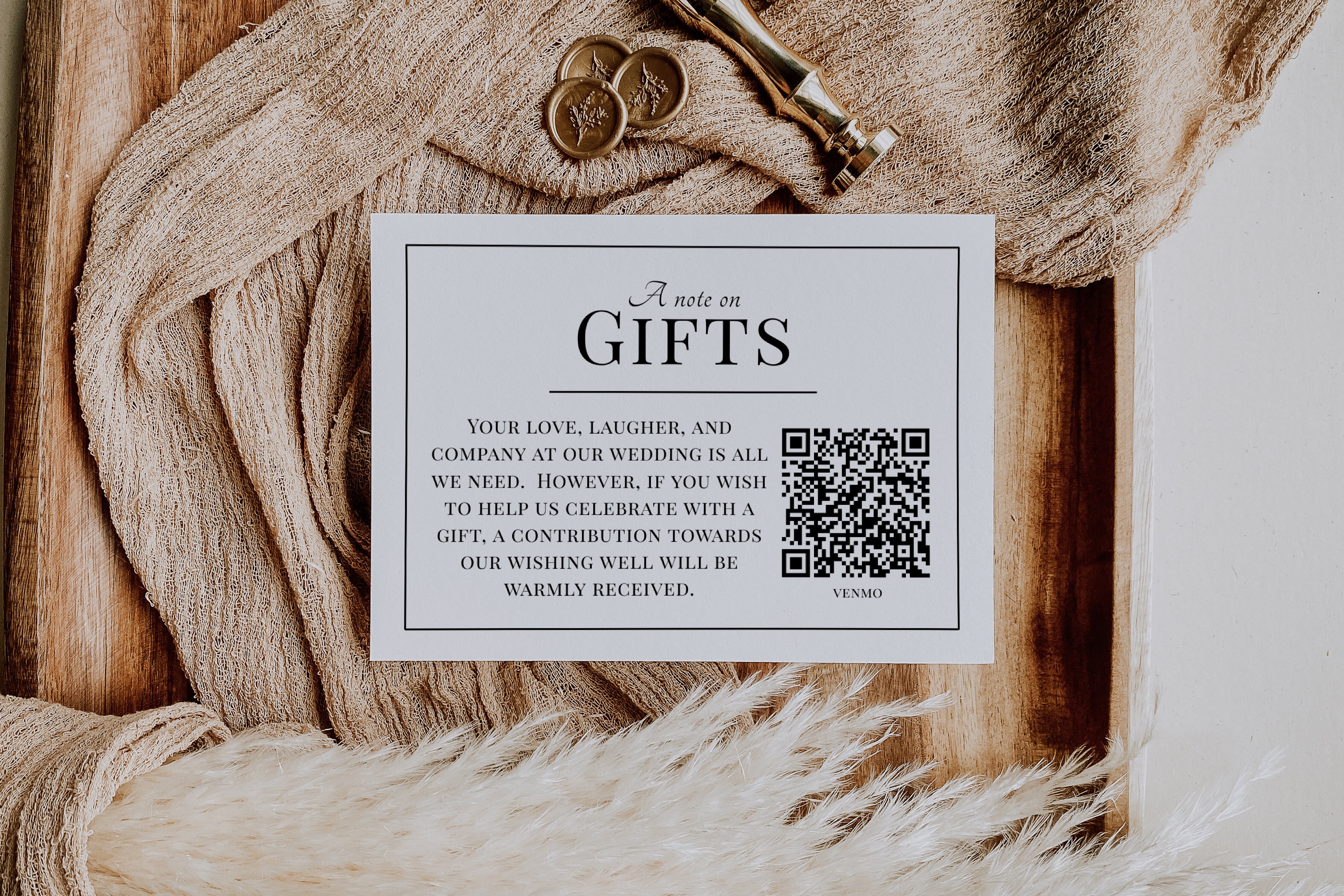 A Note on Gifts Wedding Invitation Enclosure Card Template, Honeymoon ...