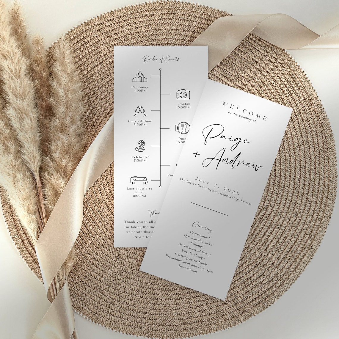 Wedding Program Template Trifold, Alphabetical Seating Chart ...