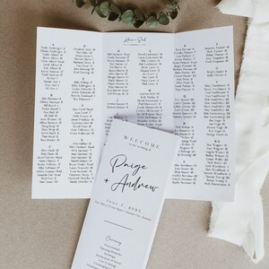 Wedding Program Template Trifold, Alphabetical Seating Chart, Infographic Timeline, Ceremony Program, DIY Editable Instant Download- SS015