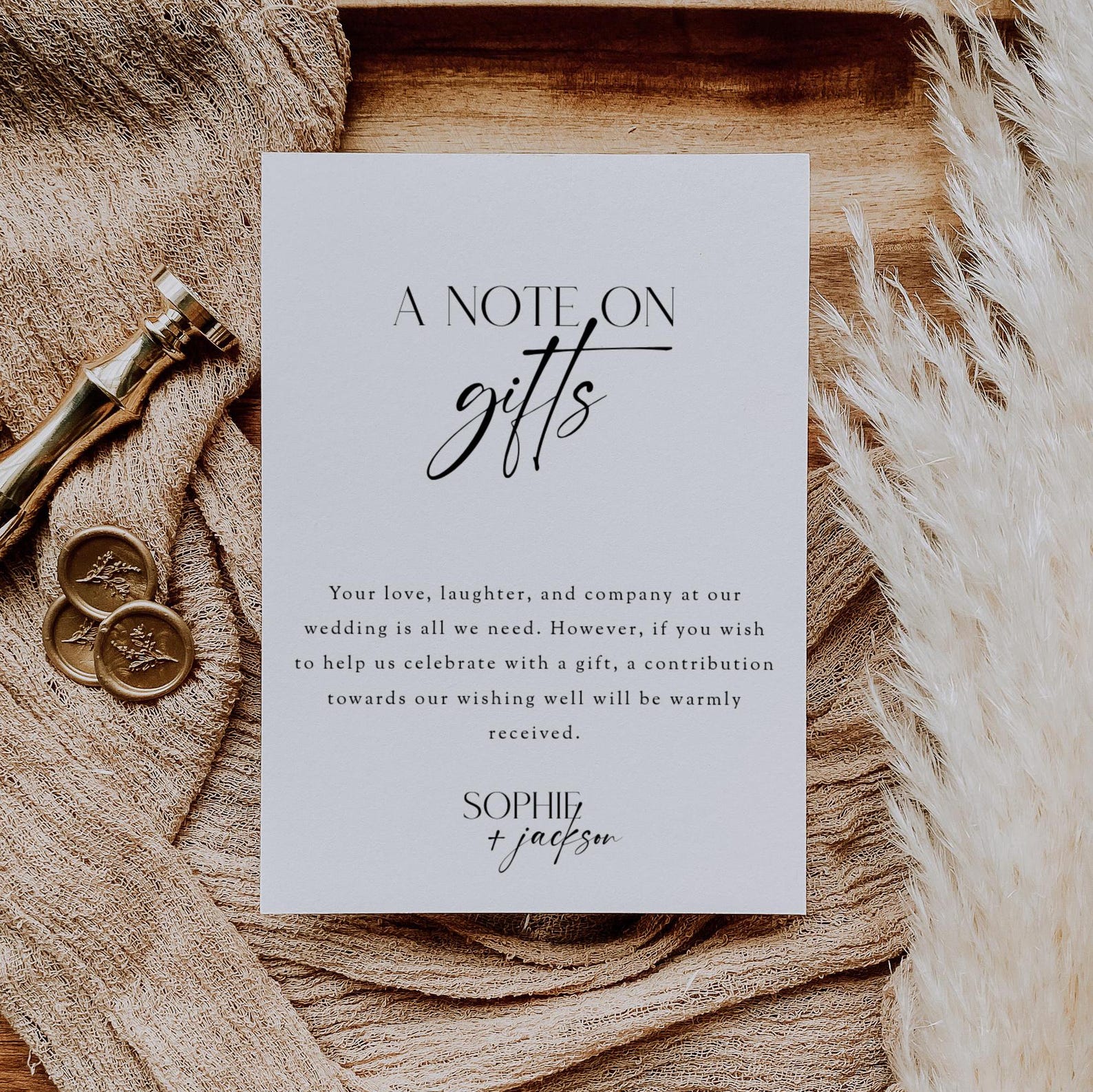 Gift Note Insert A Note on Gifts Insert Card Template, Custom Invitation Enclosure Card ...