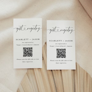 QR code Gift Registry Card Template, Minimalist Wedding Invitation Insert, Bridal Shower Enclosure Card, DIY Editable Instant Download SS012