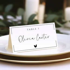 Place Cards With Menu Icon, Place Cards With Border, Meal Choice Place Cards Wedding, Name Placement Cards Template, Instant Download- SS005