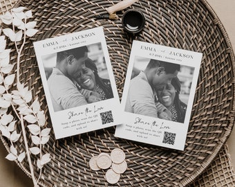 Capture The Love QR code Wedding Card, QR code Photo Album Sign, Modern Guest Photo Sharing Template, DIY Editable Instant Download- SS010