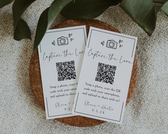 Capture The Love QR code Wedding Sign, QR code Photo Album Sign, Guest Photo Sharing Template, Printable Editable Instant Download- SS005