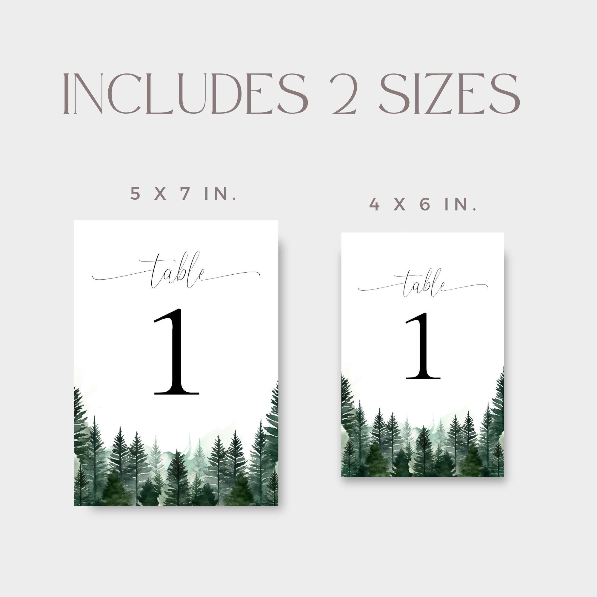 Forest Theme Table Number Template, Mountain Pine Trees, Woodland ...