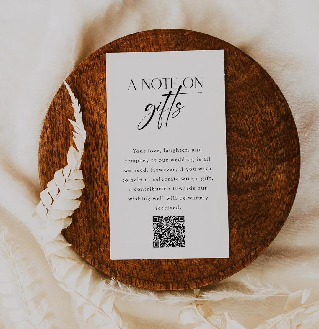 Gift Note Insert A Note on Gifts QR Code Card, Gift Registry Insert, Wishing Well ...