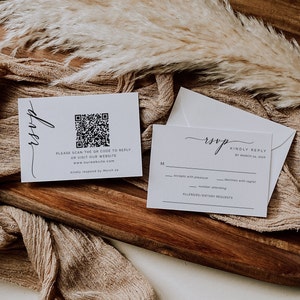 RSVP Card Template Website, Invitation Reply With Meal Choices, Wedding Song Request, QR code Enclosure, Editable Instant Download- SS002