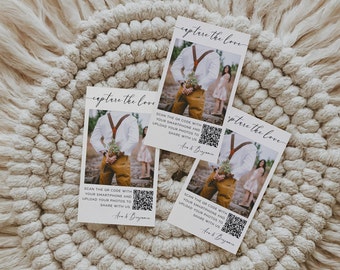 Capture The Love Card, QR code For Photo Sharing Wedding, Share The Love, QR Code Photo Album, DIY Editable Template, Instant Download SS002