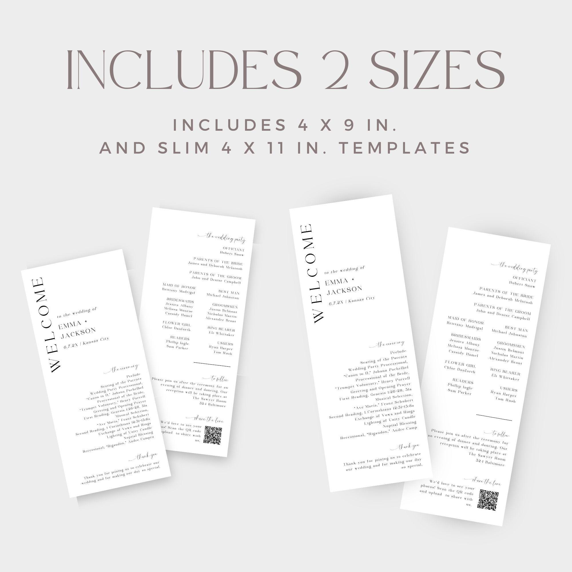 One Page Wedding Program Template, Catholic Wedding Program, QR Code ...