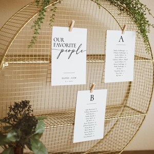 Minimalist Wedding Mirror Seating Cards Chart Template, Alphabetical Seat Plan, Seating Arrangement Board, Editable Instant Download- SS006