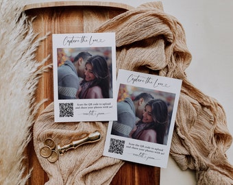 Capture The Love QR code Wedding Card, QR code Wedding Photo Album, Instant Camera Share The Love Template, Editable Instant Download- SS012