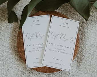 Wedding Registry Enclosure Card Template, Gift Registry, Bridal Shower Invitation Insert, Wedding Monogram, Editable Instant Download- SS003