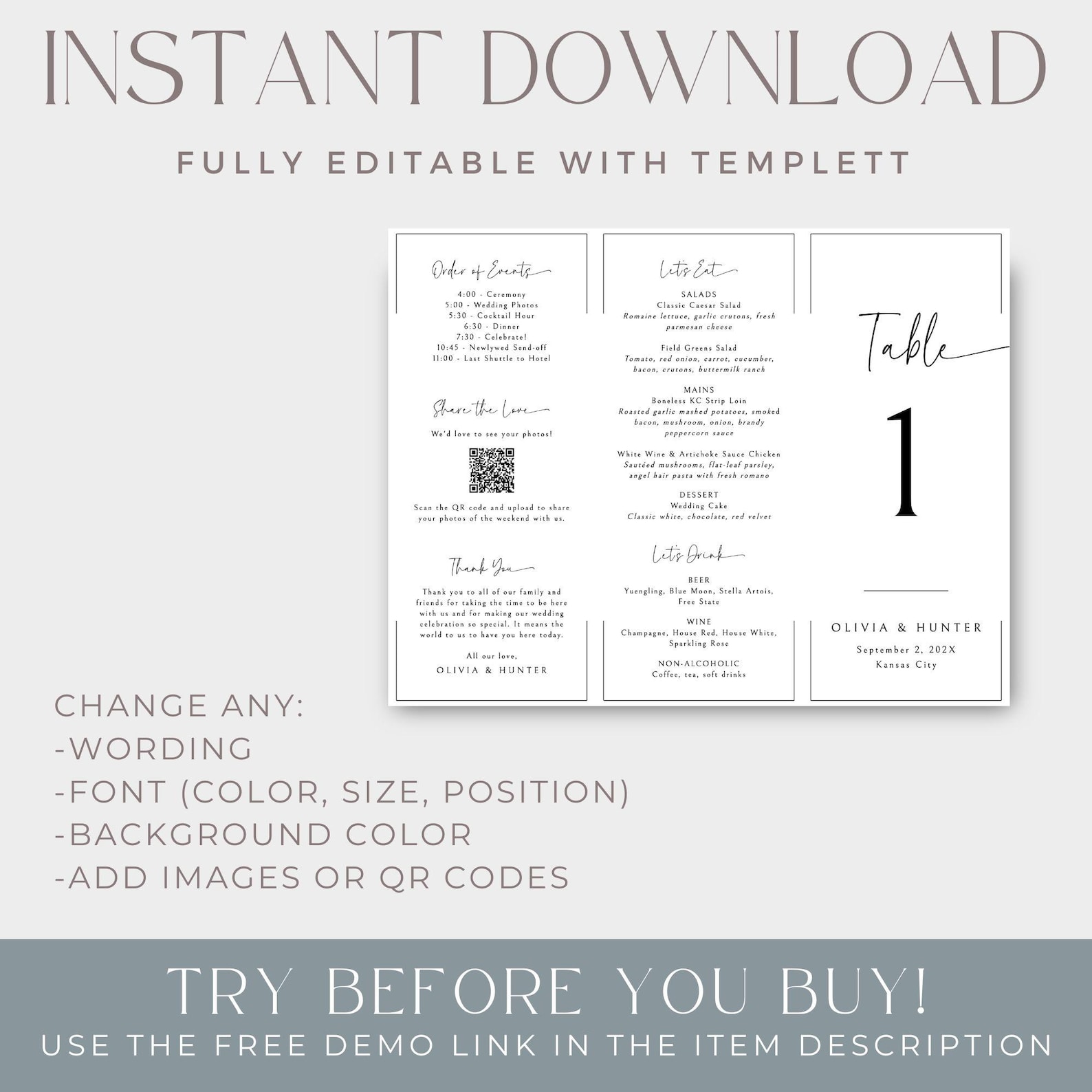 Trifold Table Numbers Template, Minimalist Wedding Tri-fold Table ...