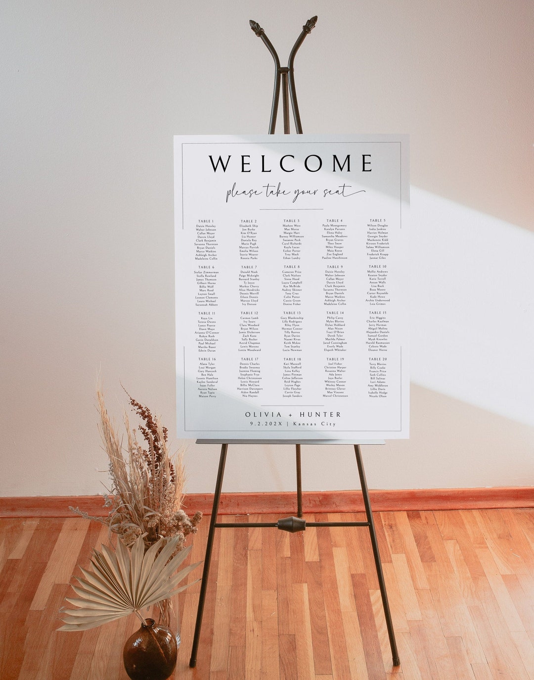 Modern Wedding Seating Chart Template, Reception Seating Plan, Wedding ...