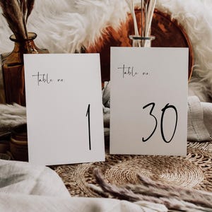 Wedding Table Number Card Template, Table Numbers 1-30, Modern Minimalist, Simple Table Number Signs, DIY Editable Instant Download- SS022