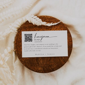Honeymoon Fund Card With QR Code, Honeymoon Fund Sign Template,  Wedding Invite Insert, Custom Enclosure, Editable Instant Download- SS014