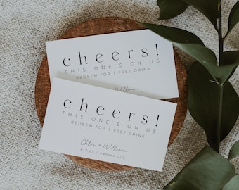 Drink Ticket Template, Editable Drink Ticket, Happy Hour Ticket, Personalized Drink Ticket, Wedding Drink Token, DIY Instant Download- SS025