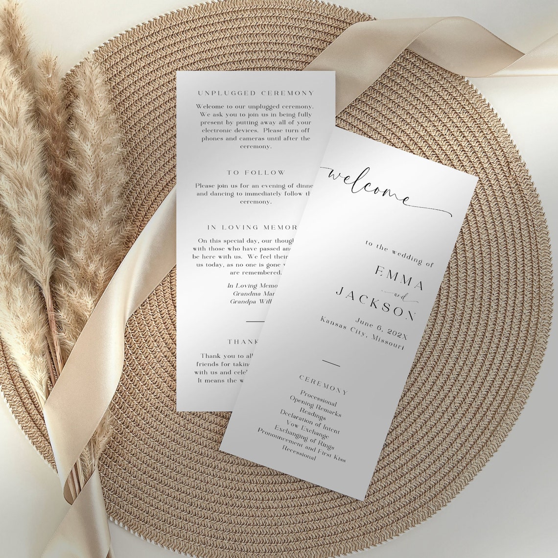 Tri Fold Wedding Program Template, Seating Chart by Alphabet, Program ...