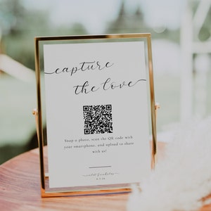 Capture The Love QR code Wedding Sign, QR code Photo Album Sign, QR code For Photo Sharing Sign Template, Editable Instant Download- SS017