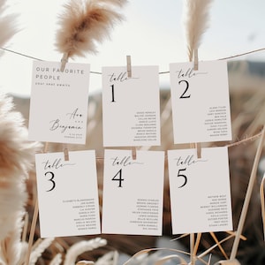 Our Favorite People Seating Chart Template, Minimalist Wedding Mirror Seating Chart Cards, Table Seat Plan, Editable Instant Download- SS002