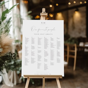 Our Favorite People Seating Chart Sign, Seating Chart By Alphabet, Modern Wedding Monogram, DIY Editable Template, Instant Download- SS003