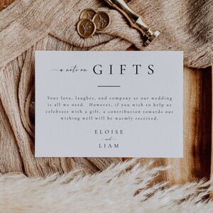 A Note on Gifts Card Template, Wedding Invitation Enclosure Card ...